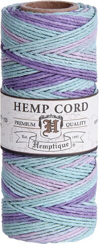 Hemptique 100% Hemp Cord Spool - 62.5 Meter Hemp String - Made with Love - No. 20 ~ 1mm Cord Thread for Jewelry Making, Macrame, Scrapbooking, DIY, & More - Variegated Pastel in Saudi Arabia