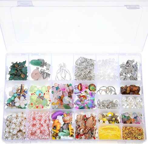 12 Pack Bulk 24 Grids Clear Plastic Organizer Box Tackle Organizer Box Crafts Storage Organizer Box with Removable Dividers Tackle Boxes for Fishing Tackle Storage Tackle Trays Jewelry DIY Parts Box in Saudi Arabia