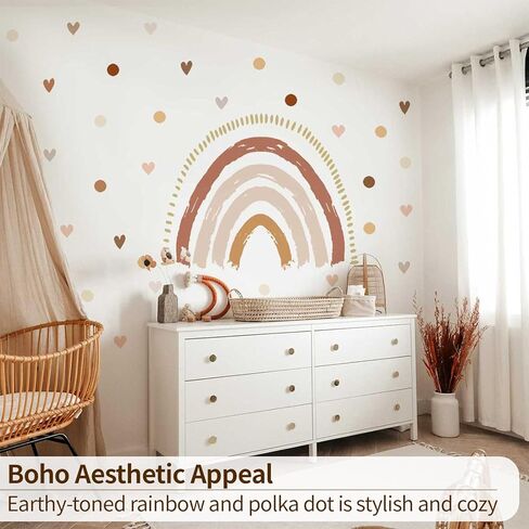 funlife Large Boho Blue Rainbow Wall Decals Peel and Stick, Boho Sun Wall Decal Watercolor Clouds Wall Sticker for Boys Bedroom Decor, Kids Nursery Room Sunrise Playroom Wall Art Decor Decal in Kuwait