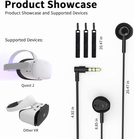 سماعة رأس بشريط للرأس متوافقة مع ملحقات Oculus Quest 2، وحزام Elite مع سماعات رأس VR نصف داخل الأذن، وملحقات VR للعب المريح. in Kuwait