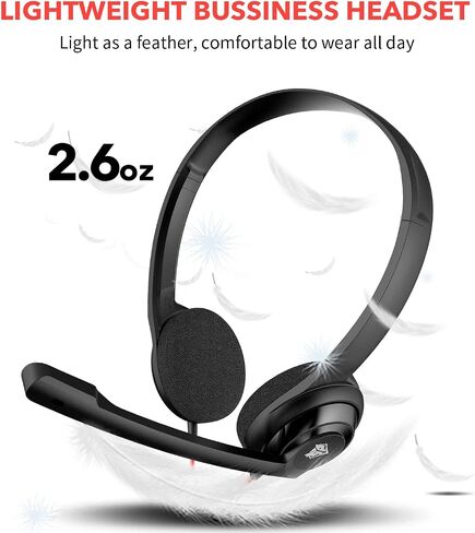 NUBWO HW02 USB Computer Headset with Clear Chat Microphone, Lightweight On-Ear Wired Headset for MS Teams, Skype, Webinars, Call Center and More (White) in Kuwait