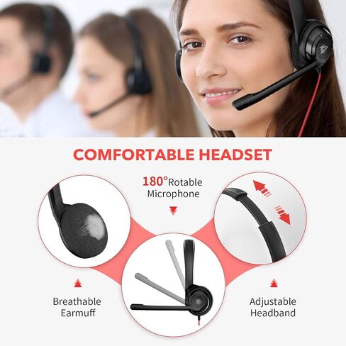 NUBWO HW02 USB Computer Headset with Clear Chat Microphone, Lightweight On-Ear Wired Headset for MS Teams, Skype, Webinars, Call Center and More (White) in Kuwait