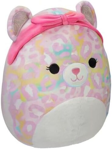 Squishmallow الأصلي 12 بوصة ميكايلا قوس قزح ليوبارد مع باندانا الوردي - Jazwares الرسمية القطيفة in Saudi Arabia