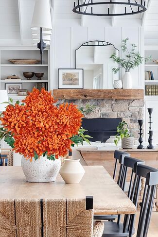 Briful 6'' Large Heads Chrysanthemums Artificial Flowers-Fall Decor 6 Stems 26''Autumn Mum Fake Flowers Bouquet, Yellow Silk Flowers for Home Weddings Farmhouse Patio Garden Decor in Kuwait