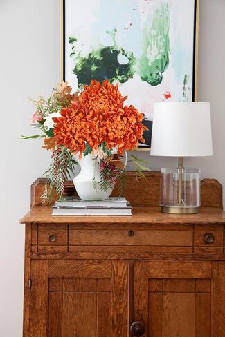 Briful 6'' Large Heads Chrysanthemums Artificial Flowers-Fall Decor 6 Stems 26''Autumn Mum Fake Flowers Bouquet, Yellow Silk Flowers for Home Weddings Farmhouse Patio Garden Decor in Kuwait