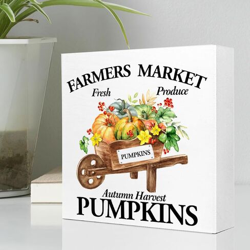 Fall Table Decor,Always Be Thankful Thanksgiving Pumpkin Fall Leaves Wood Block Sign Desk Decor,Rustic Autumn Harvest Seasonal Wooden Box Sign Decor for Farmhouse Home Shelf Table Decoration Q682 in Kuwait