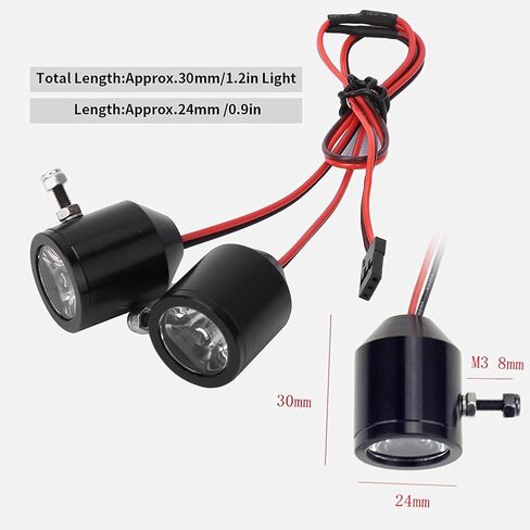 RC Car Headlight, 3W Spotlights Searchlights Replacement Part for RC Car Model (Black) in Saudi Arabia