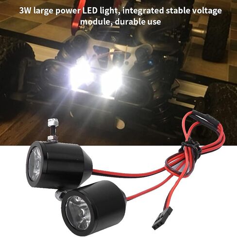 RC Car Headlight, 3W Spotlights Searchlights Replacement Part for RC Car Model (Black) in Saudi Arabia