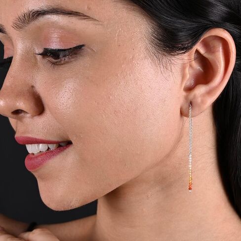 GemInspire 925 Sterling Silver Natural Herkimer Beads Threader Earring, Gemstone Earring For Women, Handmade Jewelry, Gift For Her (Herkimer Gold Plated) in Kuwait