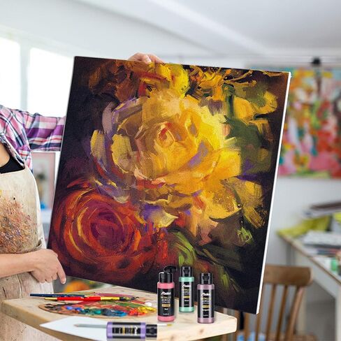 ABEIER Acrylic Paint Set, 24 Colors (60ml/2oz) with 12Paint Brushes, Non-Toxic, Waterproof, Strong Coverage for Kids Adults Beginners Students, Painting on Canvas Stone Wood Fabric Rocks Ceramic in Kuwait