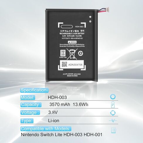بطارية JUBOTY بقدرة 3570 مللي أمبير في الساعة لجهاز Nintendo Switch Lite HDH-003 HDH-001، وحدة تحكم الألعاب، بطارية ليثيوم أيون داخلية جديدة ترقية 0 دورة، بطارية بديلة عالية السعة مع مجموعة أدوات إصلاح in Saudi Arabia