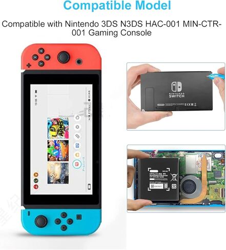 بطارية JUBOTY بقدرة 3570 مللي أمبير في الساعة لجهاز Nintendo Switch Lite HDH-003 HDH-001، وحدة تحكم الألعاب، بطارية ليثيوم أيون داخلية جديدة ترقية 0 دورة، بطارية بديلة عالية السعة مع مجموعة أدوات إصلاح in Kuwait