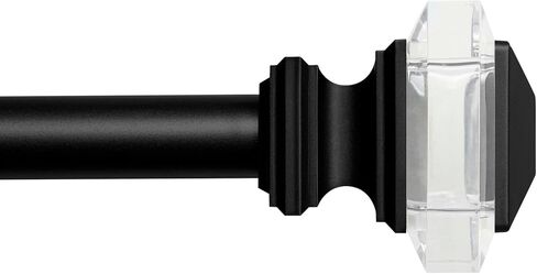 حصريًا Home Prism 1" قضيب ستارة ومجموعة نهائية متناسقة، أسود غير لامع، قابل للتعديل 66"-120" in Kuwait