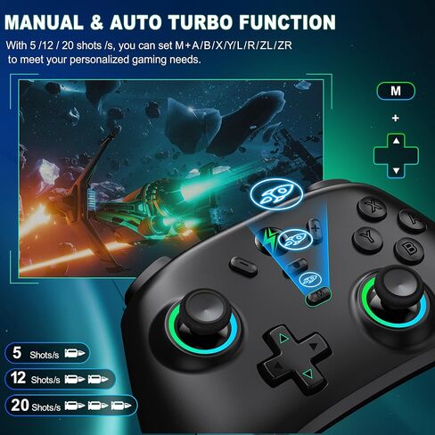 Wireless Switch Controller for Nintendo Switch Controller/Switch Lite/Switch OLED, Rgb Switch Pro controller for Windows PC IOS Android,Switch Remote Gamepad with Programmable/Motion Control/Vibration/Turbo/Wakeup in Saudi Arabia