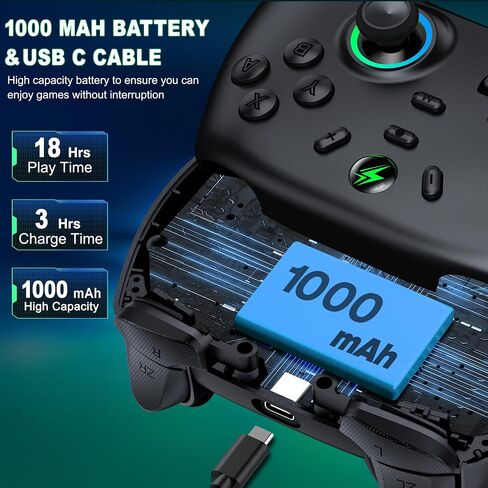 Wireless Switch Controller for Nintendo Switch Controller/Switch Lite/Switch OLED, Rgb Switch Pro controller for Windows PC IOS Android,Switch Remote Gamepad with Programmable/Motion Control/Vibration/Turbo/Wakeup in Saudi Arabia