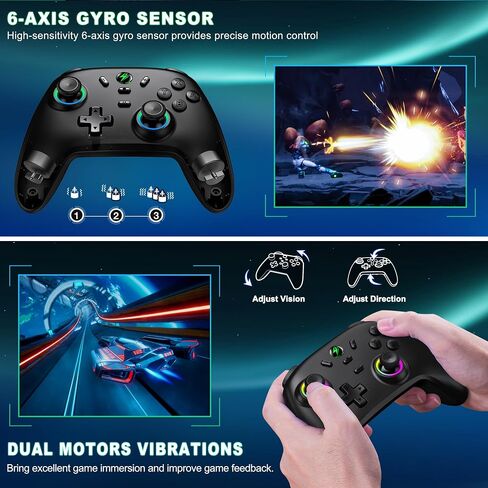 Wireless Switch Controller for Nintendo Switch Controller/Switch Lite/Switch OLED, Rgb Switch Pro controller for Windows PC IOS Android,Switch Remote Gamepad with Programmable/Motion Control/Vibration/Turbo/Wakeup in Saudi Arabia