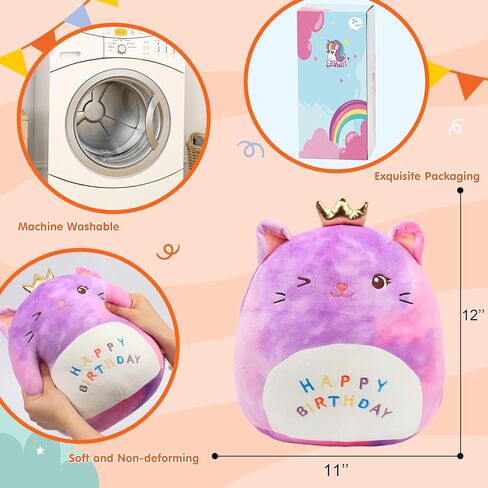 Easfan 14’’ Birthday Cake Plush Pillow Soft Cake Plush Toy Cute Stuffed Animal Home Room Decoration Birthday Gift for Kids Toddlers,Pink in Kuwait