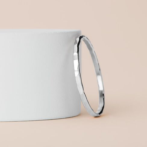 Hammered Stacking Ring | 1mm Skinny Textured Ring in Silver, Gold, or Rose Gold | Comfort Fit USA Sizes 4-12 (6, 925 Sterling Silver) in Saudi Arabia