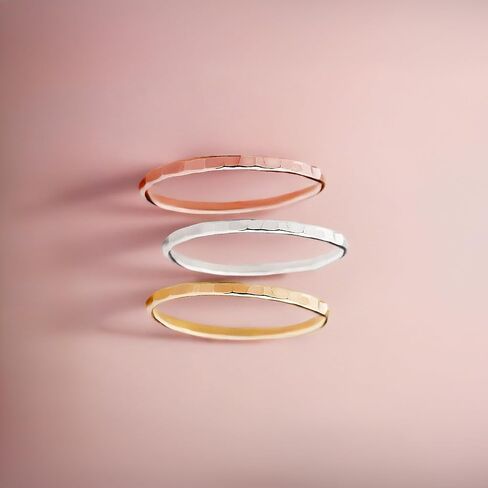 Hammered Stacking Ring | 1mm Skinny Textured Ring in Silver, Gold, or Rose Gold | Comfort Fit USA Sizes 4-12 (6, 925 Sterling Silver) in Saudi Arabia