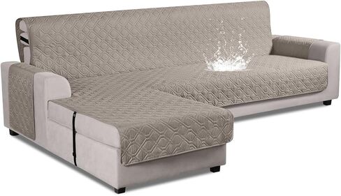 VANSOFY Upgraded Sectional Couch Covers 100% Waterproof L Shaped Sofa Slipcover Reversible Chaise Lounge Cover for Sectional Sofa Furniture Protector Cover for Pets Dog Cat(Large, Gray) in Kuwait