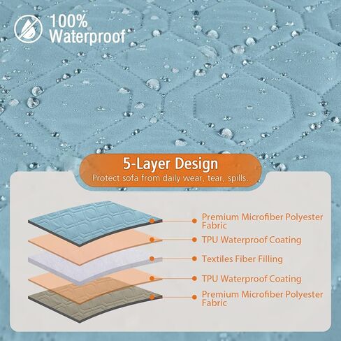 VANSOFY Upgraded Sectional Couch Covers 100% Waterproof L Shaped Sofa Slipcover Reversible Chaise Lounge Cover for Sectional Sofa Furniture Protector Cover for Pets Dog Cat(Large, Gray) in Kuwait