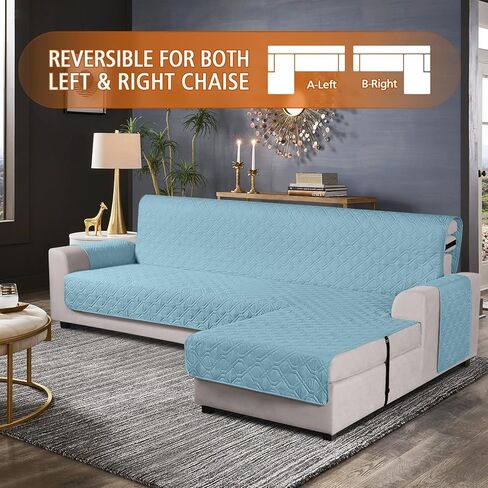 VANSOFY Upgraded Sectional Couch Covers 100% Waterproof L Shaped Sofa Slipcover Reversible Chaise Lounge Cover for Sectional Sofa Furniture Protector Cover for Pets Dog Cat(Large, Gray) in Kuwait