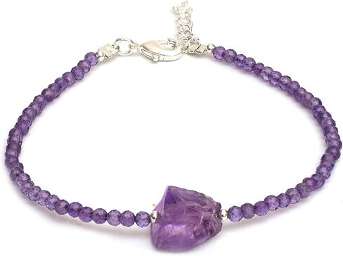 Gempires Blue Sapphire Bracelet for women, Faceted beads 2.4-2.5 mm with raw sapphire stone, September Birthstone, Gemstone Bracelet with 8 inch Adjustable Chain in Saudi Arabia