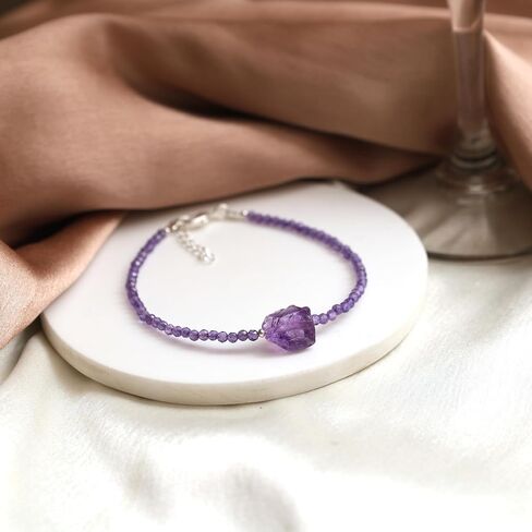 Gempires Blue Sapphire Bracelet for women, Faceted beads 2.4-2.5 mm with raw sapphire stone, September Birthstone, Gemstone Bracelet with 8 inch Adjustable Chain in Saudi Arabia