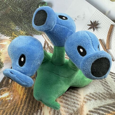 JHESAO 7" Pea Plants and Zombies vs Peashooter Plush Toys Threepeater PVZ Plush 1 2 Stuffed Soft Doll Three-Heads Ice Pea Toy New in Saudi Arabia
