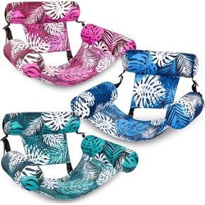 Sloosh 3 Packs Pool Lounge Chair, Stripe Pattern Hammock Inflatable Swimming Pool Water Floating Chair for Outdoor, Beach, Pool, Lake in Kuwait