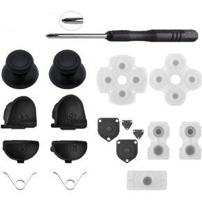 Trigger Buttons Thumb Stick Grips Cover Cap + Conductive Rubber Button Repair Parts for PS4 /PS4 Slim /PS4 Pro Controller (JDS-040)