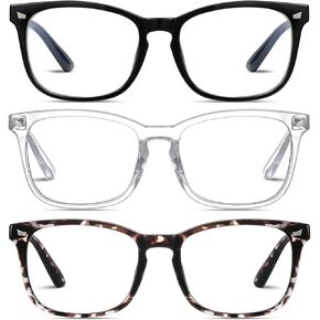 5 Pack Reading Glasses Men Women, Blue Light Blocking Computer Readers UV Glare(Black, 0x)
