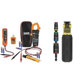 Klein Tools CL120VP Electrical Voltage Test Kit with Clamp Meter, Three Testers, Test Leads, Pouch and Batteries