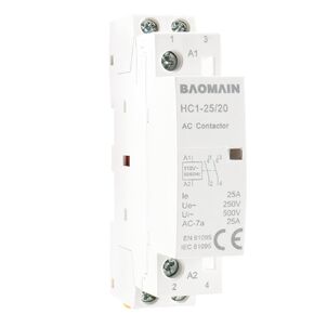 Baomain Universal AC Contactor HC1-25/20 AC 110V-120V 25A 2 Pole 2NO 50/60Hz Circuit Control 35mm DIN Rail