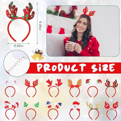 Yilloog Christmas Headbands Christmas Glitter Glasses Frame Set, Christmas Party Favors, Cute Felt Glitter Eyeglasses Headpieces Set for Xmas New Year Holiday Adults Kids Party Supplies(24 Pcs) in Saudi Arabia