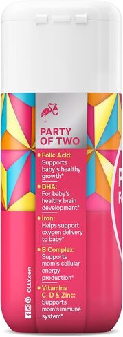 OLLY Ultra Strength Prenatal Multivitamin Softgels, Supports Healthy Growth, Brain Development, Iron, Folic Acid, DHA, Vitamins C, E, 30 Day Supply-60 Count (Packaging May Vary) in Kuwait