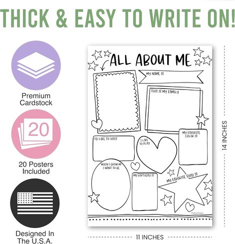 20 Colorful Read All About Me Posters For Elementary School Posters - All About Me Posters Elementary School Supplies For Teachers For Classroom, Star Student Posters Elementary Classroom Supplies in Saudi Arabia