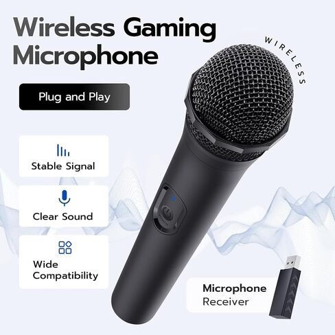 ميكروفون ألعاب Mcbazel اللاسلكي USB مكون من قطعتين متوافق مع Xbox Series X/S، PS5، Switch OLED، NS Switch، PC، PS4، PS3، PS2، Xbox One X/S، Xbox One، Xbox 360، Wii in Saudi Arabia
