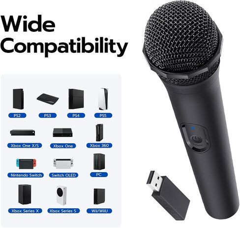ميكروفون ألعاب Mcbazel اللاسلكي USB مكون من قطعتين متوافق مع Xbox Series X/S، PS5، Switch OLED، NS Switch، PC، PS4، PS3، PS2، Xbox One X/S، Xbox One، Xbox 360، Wii in Saudi Arabia
