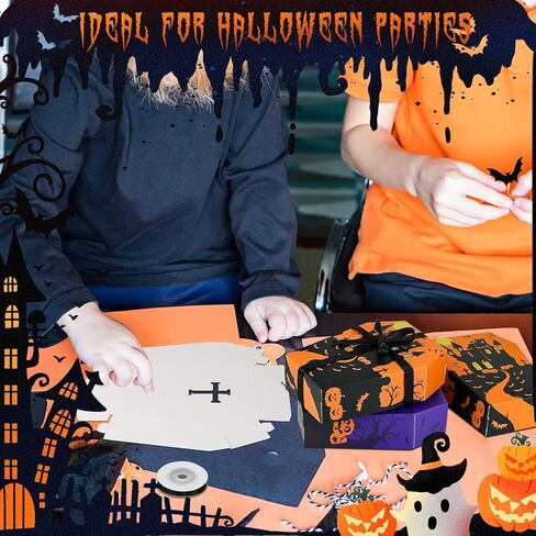 اوبليتنت 16 قطعة من صناديق التابوت للهالوين، خدعة او حلوى التابوت الورقية للهالوين، صناديق هدايا حلوى لتزيين حفلات الهالوين in Kuwait