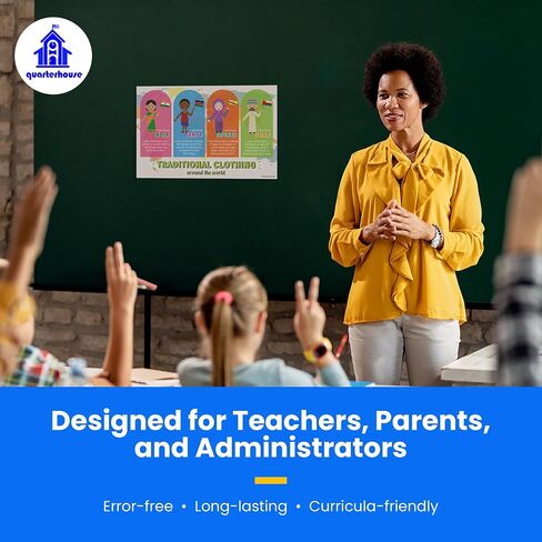 Quarterhouse Types of Communities Poster Set, Social Studies Classroom Learning Materials for K-12 Students and Teachers, Set of 7, 12 x 18 Inches, Extra Durable in Saudi Arabia