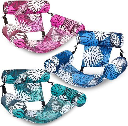 Sloosh 3 Packs Pool Lounge Chair, Stripe Pattern Hammock Inflatable Swimming Pool Water Floating Chair for Outdoor, Beach, Pool, Lake in Kuwait