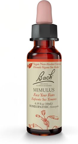 Bach Original Flower Remedies, Mimulus for Facing Fears (Non-Alcohol Formula), Natural Homeopathic Flower Essence, Holistic Wellness and Stress Relief, Vegan, 10mL Dropper in Saudi Arabia