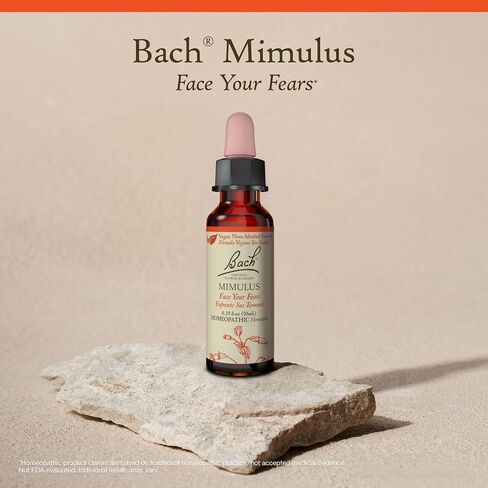 Bach Original Flower Remedies, Mimulus for Facing Fears (Non-Alcohol Formula), Natural Homeopathic Flower Essence, Holistic Wellness and Stress Relief, Vegan, 10mL Dropper in Saudi Arabia