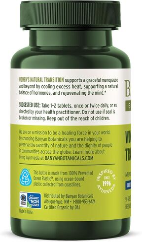 Banyan Botanicals Women’s Natural Transition – Organic Menopause Supplement with Shatavari Root & Vidari Kanda – Herbal Support For Menopause & Beyond* – 90 Tablets – Non GMO Sustainably Sourced Vegan in Saudi Arabia