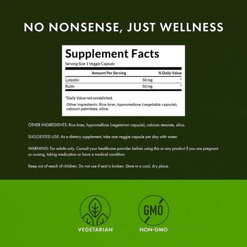 Swanson Luteolin Complex w/Rutin - Brain Support Supplement Promoting Memory, Mood & Cognitive Health - Natural Formula to Help Maintain Nervous System - (30 Veggie Capsules) in Saudi Arabia