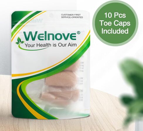 Welnove 10Pack Toe Caps Closed Toe Surface Fabric Sleeve Protectors with Gel Lining, Prevent Pain Relief for Corns, Blisters and Ingrown Toenails (Size Large + Size Medium) in Saudi Arabia