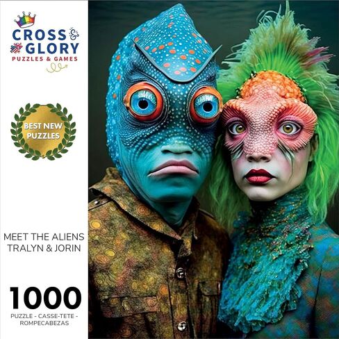 'Meet The Aliens: Myrrha and Zarek' from Cross & Glory - 1000 Piece Jigsaw Puzzle - Award-Winning, Adult Puzzle - Best New Puzzles for Brain Challenge and Fun in Saudi Arabia