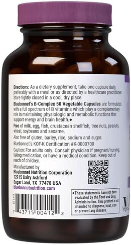 Bluebonnet Nutrition B Complex 50 كبسولة نباتية، 100 كبسولة in Kuwait
