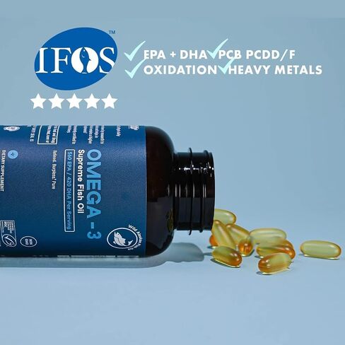 Omega-3 Supreme 1400 mg Wild Alaskan Fish Oil | IFOS Certified EPA DHA, Sustainable, Burpless, Veg Enteric Coated for Absorption (3 Mo Supply,180 Softgels) in Saudi Arabia
